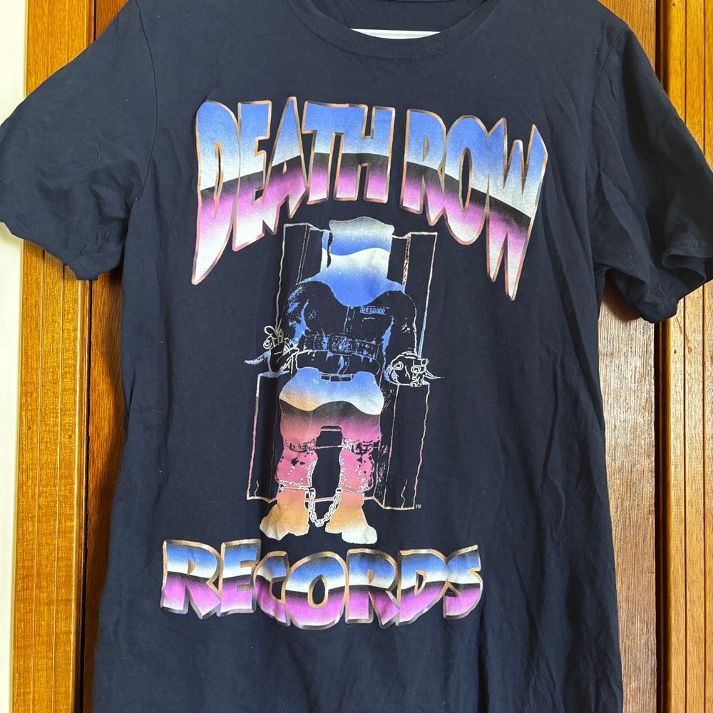 Death Row Records Graphic Tee - Black with Pink/Purple/Blue Fade